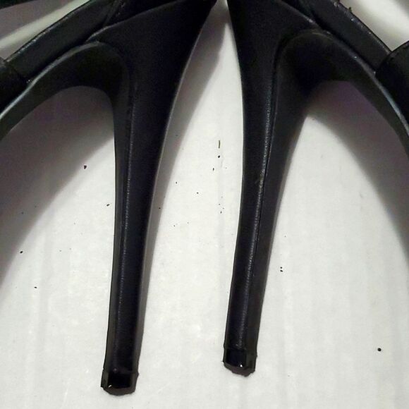 Michael Antonio Black Leather Crossed Party Event Stiletto Heels 7.5 - Picture 10 of 14